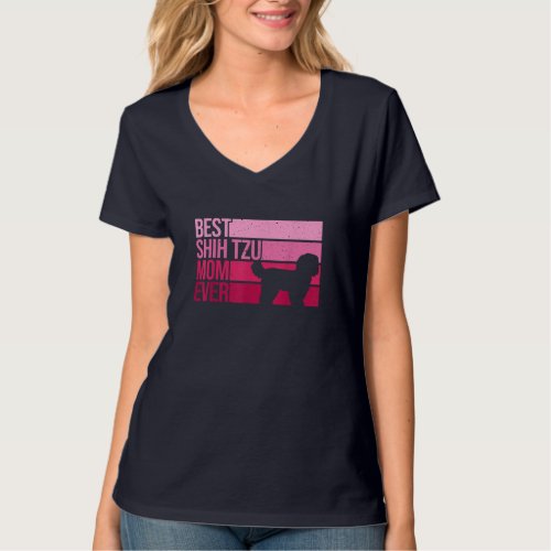 Funny Shih Tzu Mom Art For Women Girl Mothers Day T_Shirt