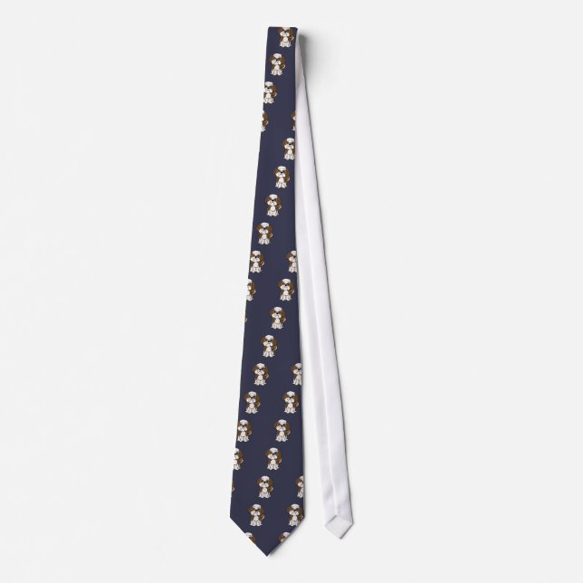 Funny Shih Tzu Puppy Dog Cartoon Neck Tie (Front)