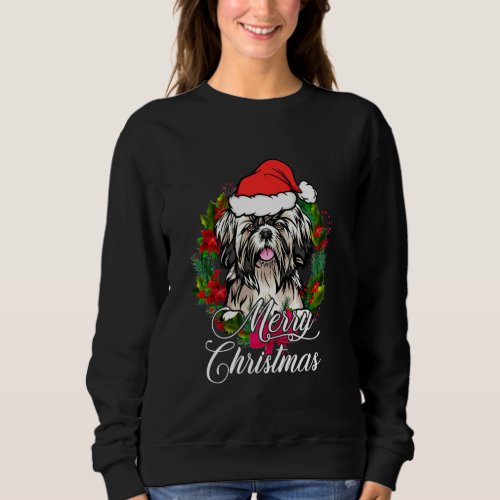Funny Shih Tzu Snow Christmas Pajama Xmas Tree Dec Sweatshirt