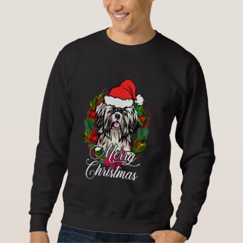 Funny Shih Tzu Snow Christmas Pajama Xmas Tree Dec Sweatshirt