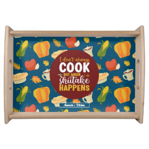 Funny Shiitake Meme Thanksgiving Autumn Pattern Serving Tray