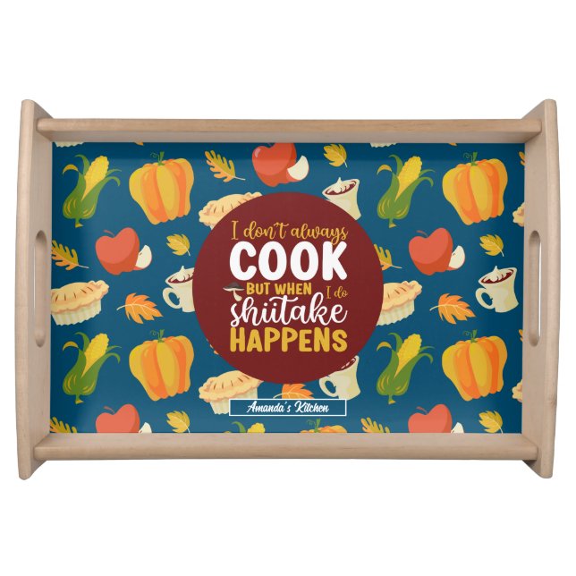 Funny Shiitake Meme Thanksgiving Autumn Pattern Serving Tray (Front)