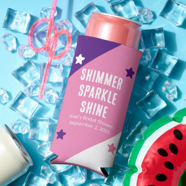 Funny "Shimmer Sparkle Shine" Wedding Favors Seltzer Can Cooler (In Situ Summer)