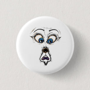 Funny Shocked Cartoon Face T-Shirt Button