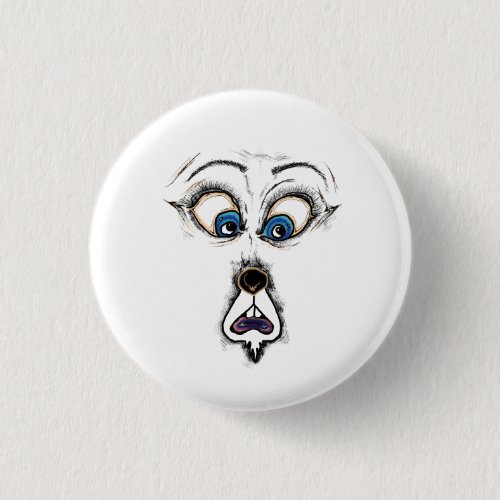 Funny Shocked Cartoon Face T-Shirt Button