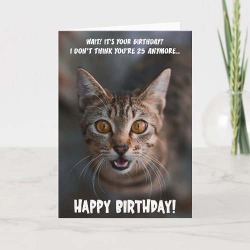 Funny Shocked Cat Birthday Greeting Card 