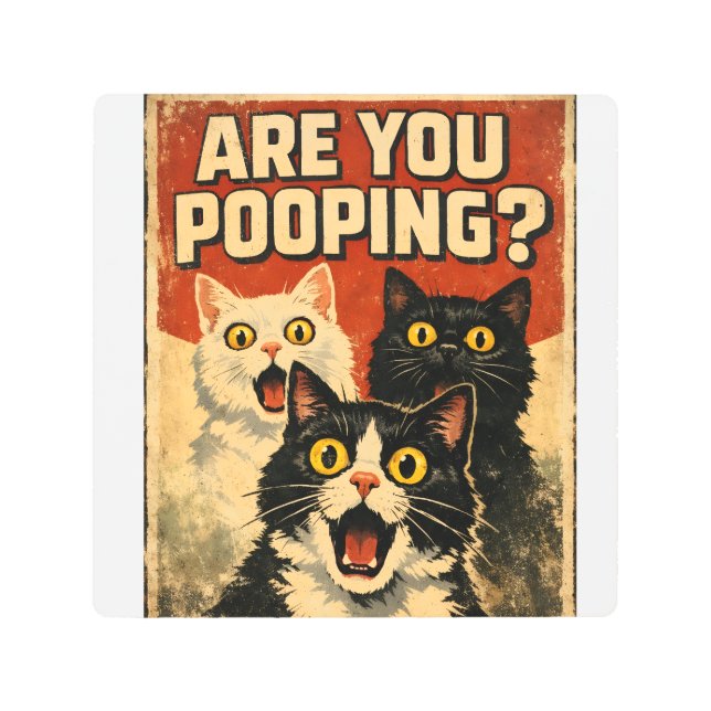 Funny Shocked Cats Poster | Bathroom Humor (Front)