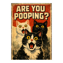Funny Shocked Cats Poster | Bathroom Humor