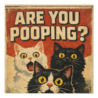 Funny Shocked Cats Poster | Bathroom Humor Faux Canvas Print