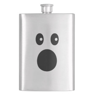 Funny Shocked Face Emoji Minimal Cartoon Flask