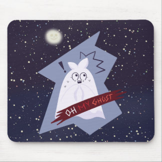 Funny Shocked Ghost Cartoon Mouse Pad