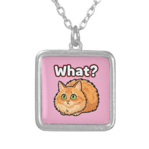 Funny Shocked Ginger Cat What? Meme Necklace
