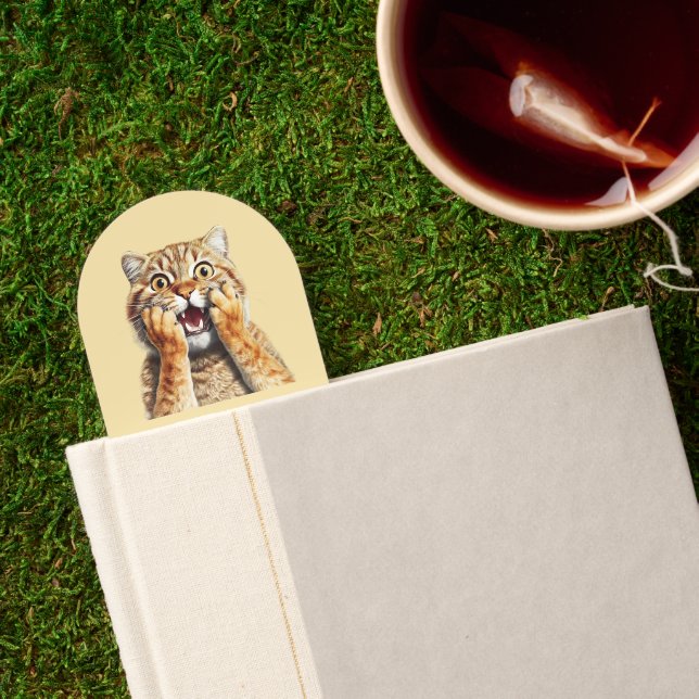 FUNNY SHOCKED RED TABBY CAT WITH NAME QUOTE BOOKMARKS (Closed Book)