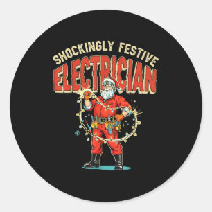 Funny Shockingly Festive Electrician Vintage Chris Classic Round Sticker