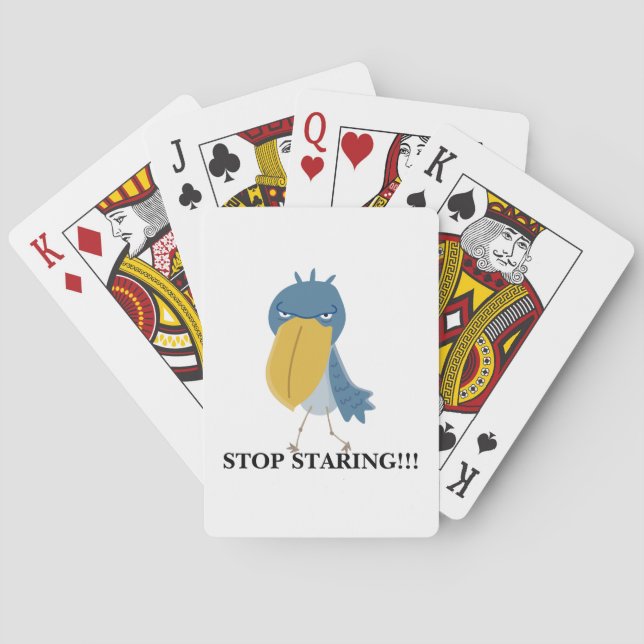 Funny Shoebill Stop Staring Poker Cards (Back)