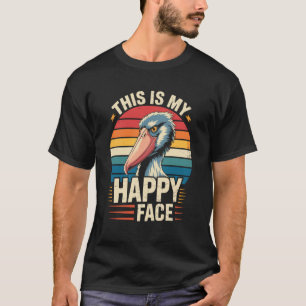 Funny Shoebill Stork Bird Happy Face T-Shirt