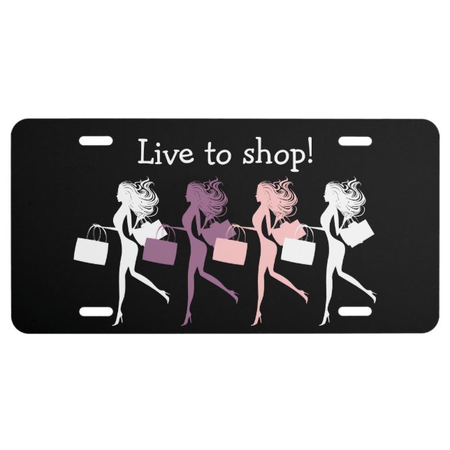 Funny Shopping Diva Car License Plate (Front)