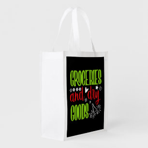 Funny shopping word art grocery bag