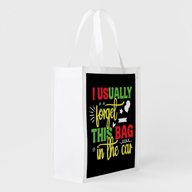 Funny shopping word art  grocery bag (Back Side)
