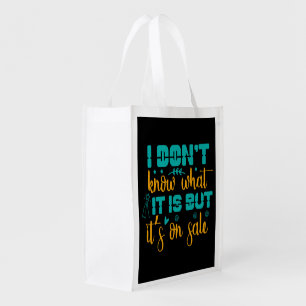 Funny shopping word art grocery bag