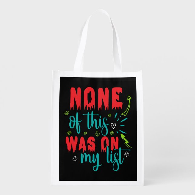 Funny shopping word art  grocery bag (Back)