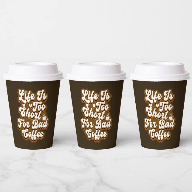 Funny short life word art coffee paper cups (Multi)