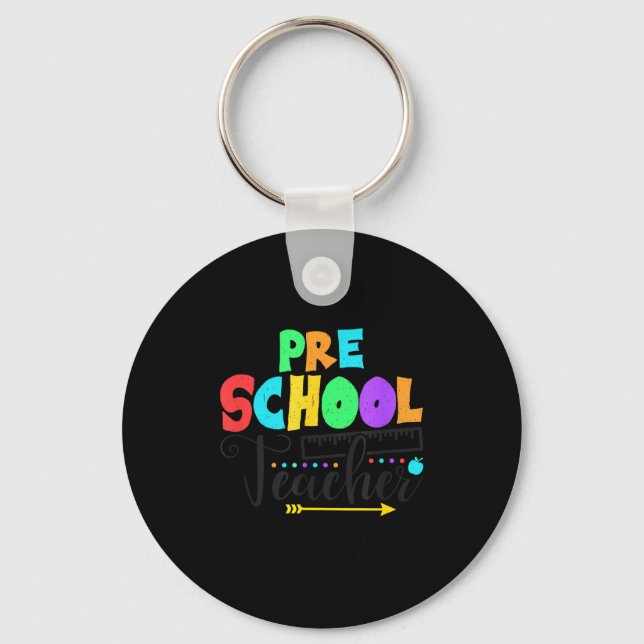 Funny Short School Teacher Quote Saying Pre School Keychain (Front)