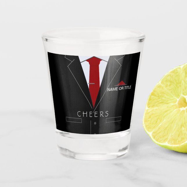 Funny Shot Glass Personalized Name Business Suit (Front)