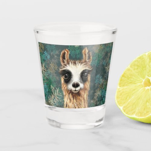 Funny Shot Glass with Curious Baby Llama