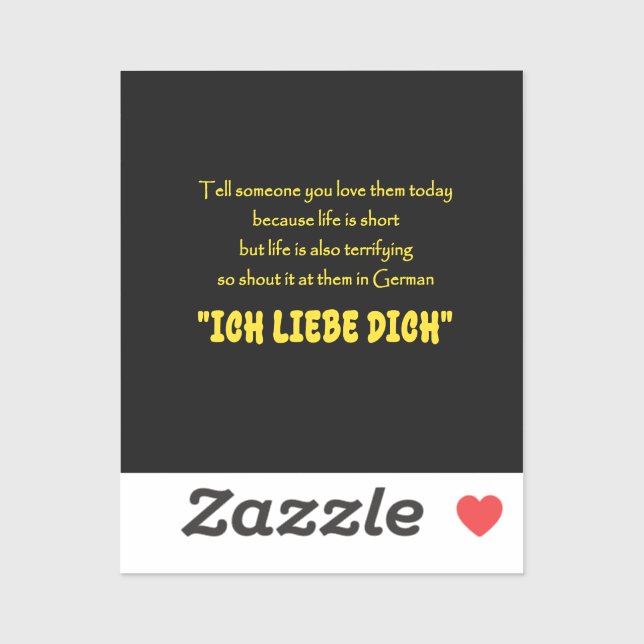 Funny Shout Your Love in German Sticker (Sheet)
