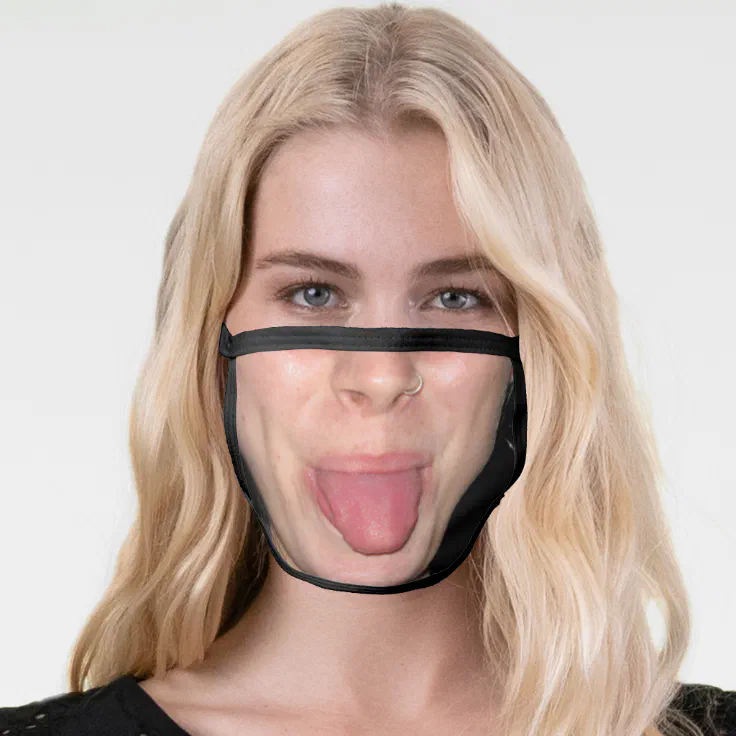 Funny Show Tongue Hilarious Female Mouth Nose Ring Face Mask | Zazzle