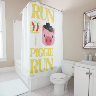 funny shower curtain  "RUN PIGGIE"