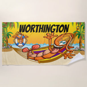 Funny Shrimp Beach Towel