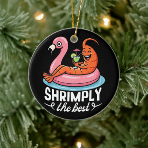 Funny Shrimp Beach Vacation Seafood Summer Pool Ceramic Ornament