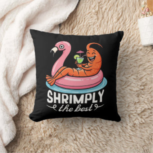 Funny Shrimp Beach Vacation Seafood Summer Pool Throw Pillow