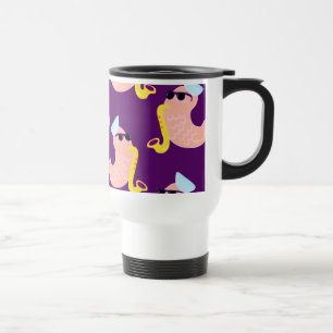 Funny Shrimp Musician Seafood Humor Cartoon Travel Mug