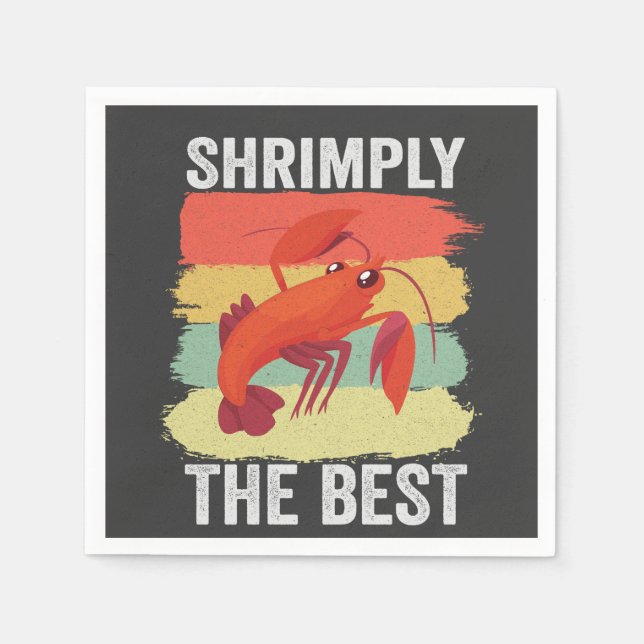 Funny Shrimp Shellfish Keep it Shrimple Fishing Napkins (Front)