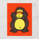 Funny shy gorilla postcard