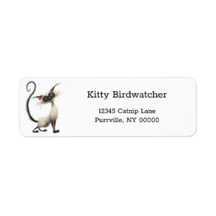 Funny Siamese Cartoon Cat  Return Address Label