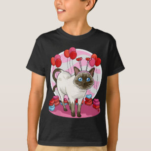 Funny Siamese Cat Heart Valentine Day Gift T-Shirt