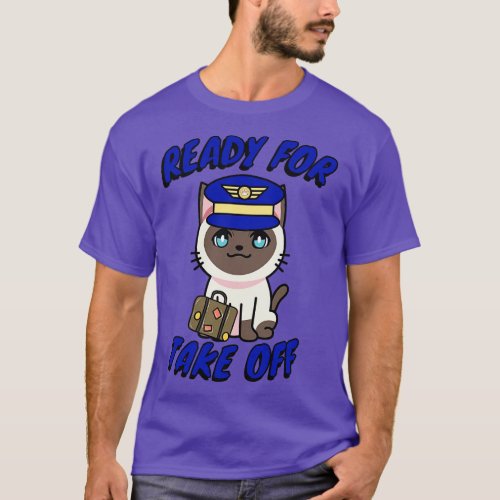Funny siamese cat is a pilot T_Shirt