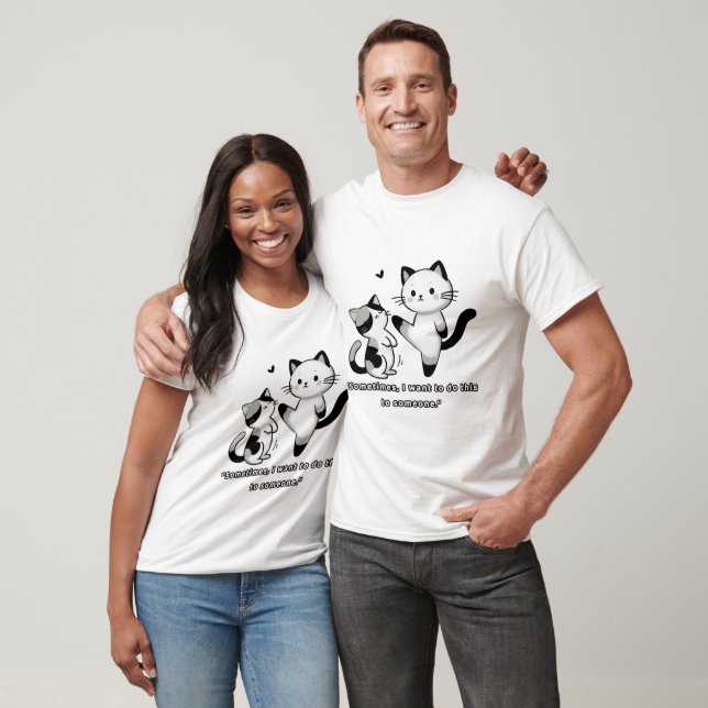Funny Siamese Cat Kick Illustration T-Shirt (Unisex)