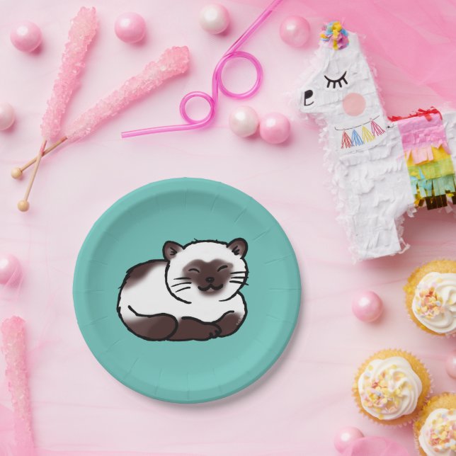 funny siamese cat paper plates (Party)