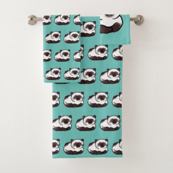 Funny Siamese Cat Pattern Bath Towel Set by jsoh at Zazzle