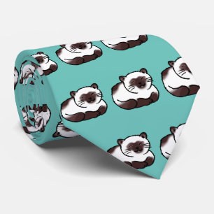 funny siamese cat pattern neck tie