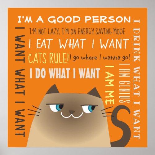 Funny Siamese Cat Poster