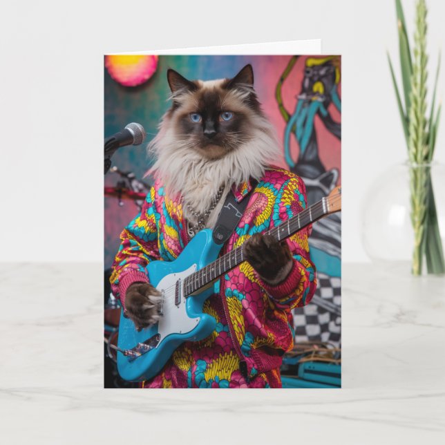 Funny Siamese Cat Rocker Card (Front)