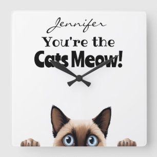 Funny Siamese Cat Wall Clock