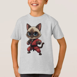Funny Siamese Kung Fu Cat, Kitten Martial Arts T-Shirt