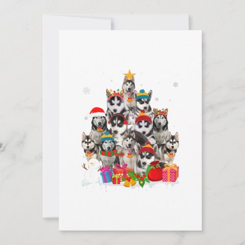 Funny Siberian Husky Christmas Tree Pet Dog Lover Holiday Card